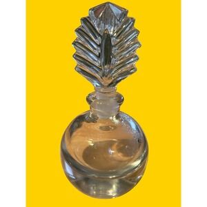 Vintage Ribbed Fan Shaped Perfume‎ Bottle Ground Stopper Heavy 1 lb 5" Tall